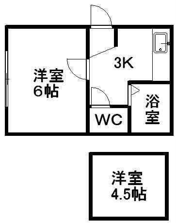 ピアアネックス23(1K/2階)の間取り写真