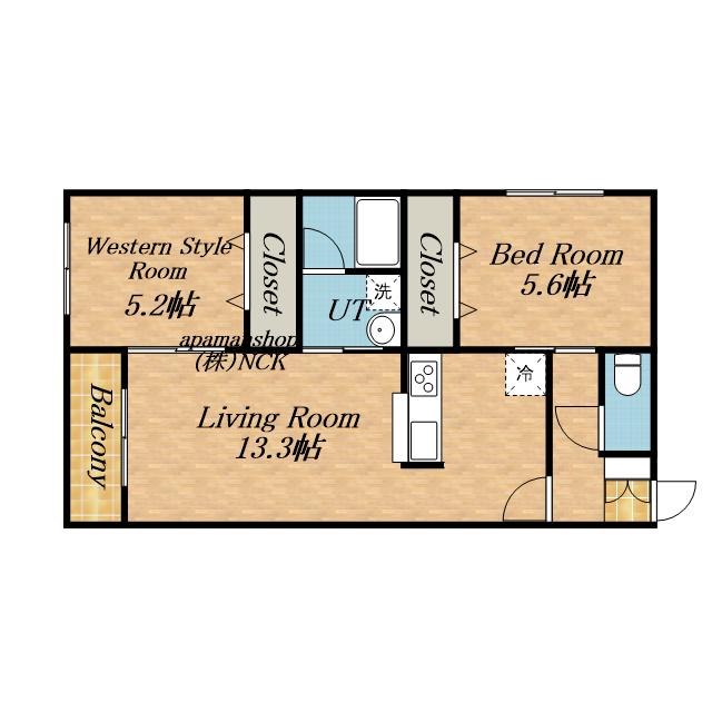CORTILE曙B(2LDK/2階)の間取り写真