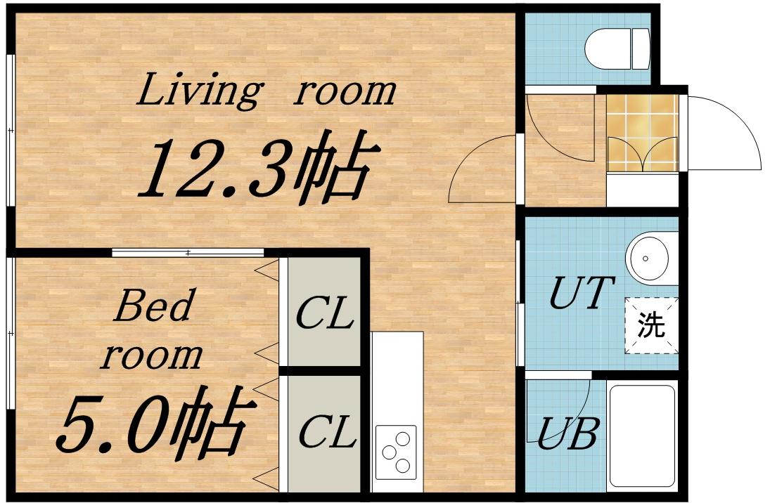 萩中ビル(1LDK/3階)の間取り写真