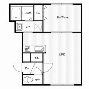 パークウエストB(1LDK/1階)の間取り写真