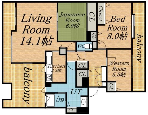 ジェルム宮の沢(3LDK/12階)の間取り写真