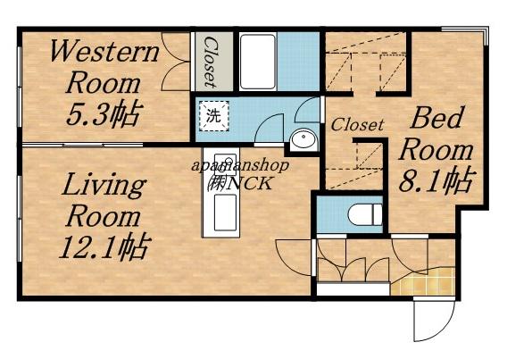 COMSAP24 PARKSIDE(2LDK/1階)の間取り写真
