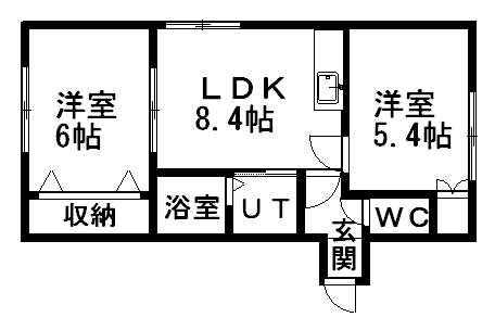 ノースランド発寒中央(2DK/4階)の間取り写真