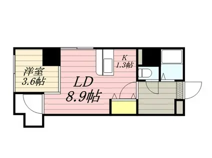 カルフール大通東(1LDK/7階)の間取り写真