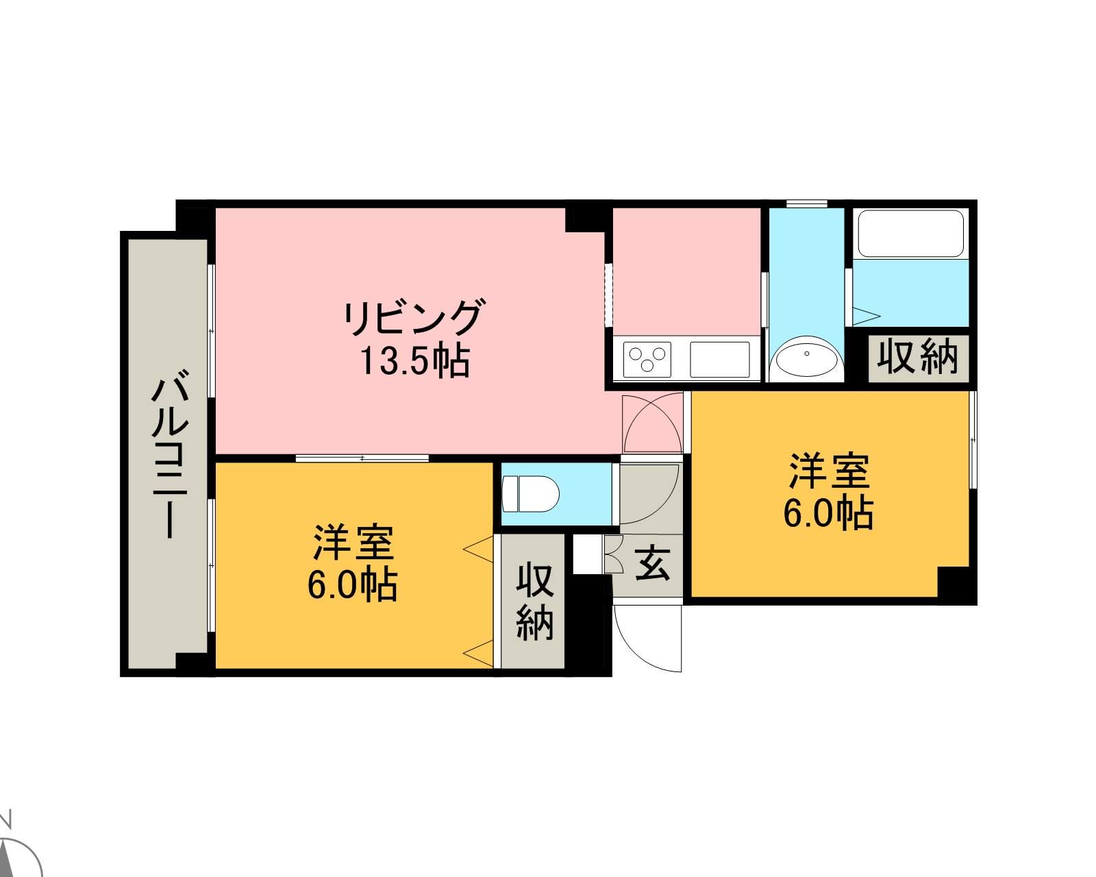 サンライズ八軒Ⅱ(2LDK/2階)の間取り写真