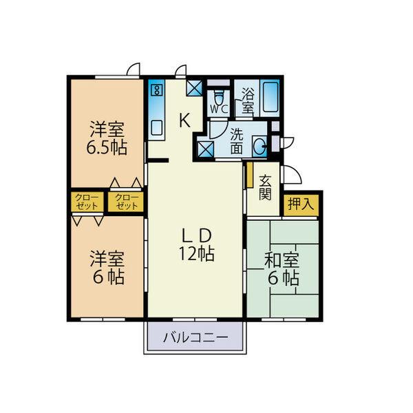 グローバルヒル手稲(3LDK/3階)の間取り写真