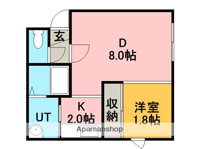 ほっとHOUSE(1DK/2階)の間取り写真