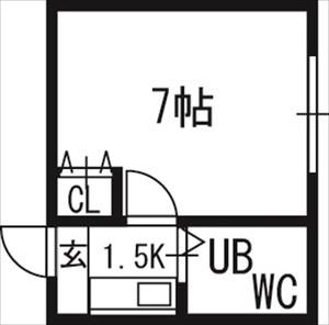 ピアコート前田(1K/3階)の間取り写真