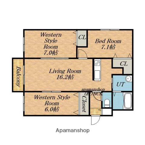 山弘プレイスⅡ(3LDK/4階)の間取り写真