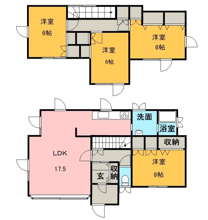 北海道札幌市手稲区 2階建 築35年(4LDK)の間取り写真