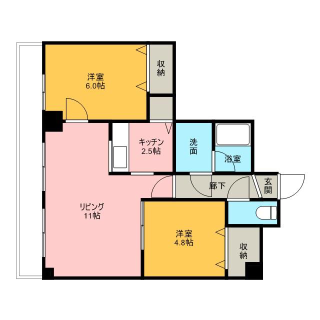 FITビル(1LDK/2階)の間取り写真