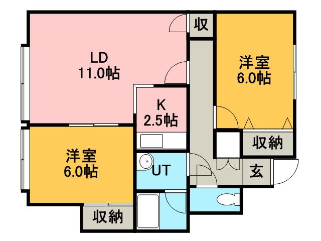 コム・エンゼル(2LDK/3階)の間取り写真
