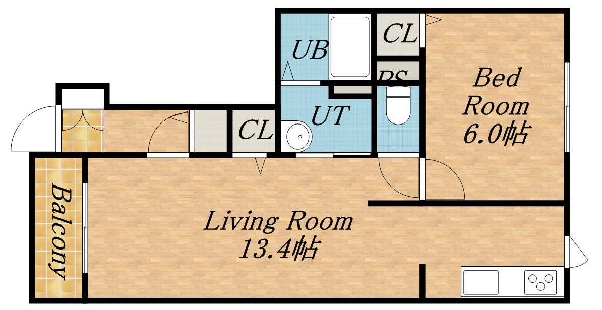 ユニゾン・ヴィラⅢ(1LDK/1階)の間取り写真