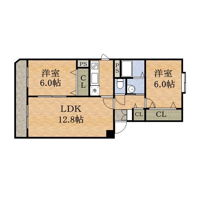 グランピア21(2LDK/4階)の間取り写真