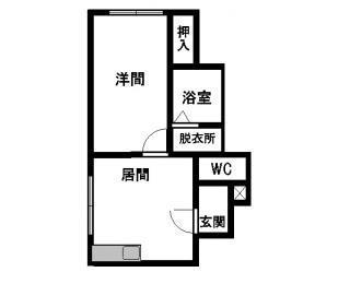 ラポール宮の沢(1DK/1階)の間取り写真