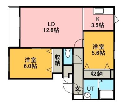 ピア・ホープ稲積公園(2LDK/3階)の間取り写真