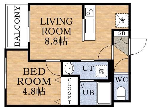 プライマル札幌琴似(1DK/5階)の間取り写真