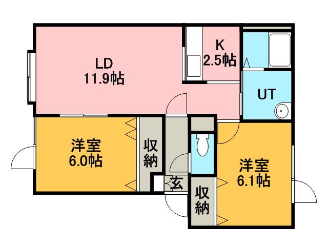 パティオ星置通(2LDK/1階)の間取り写真