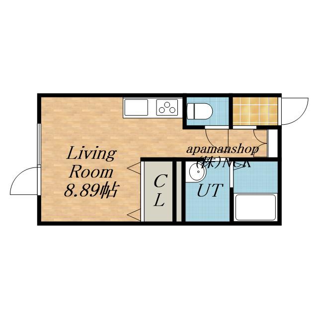 函館本線 手稲駅 徒歩31分 2階建 築9年(ワンルーム/2階)の間取り写真