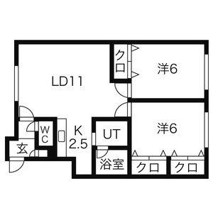 シャインコート8(2LDK/2階)の間取り写真
