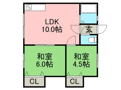 陽光マンション(2LDK/2階)の間取り写真