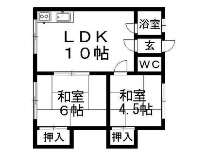 陽光マンション(2LDK/1階)の間取り写真