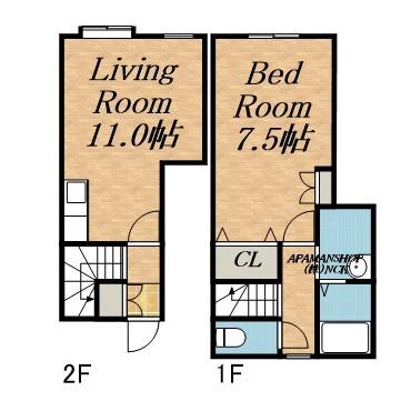 ハーバーハイツⅡ(1LDK/2階)の間取り写真