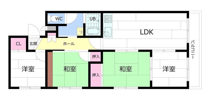 上野マンション(4LDK/2階)の間取り写真