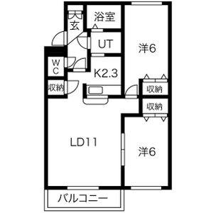 ラフィナート宮の沢(2LDK/3階)の間取り写真
