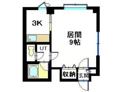 アルファコスモ八軒(1K/3階)の間取り写真