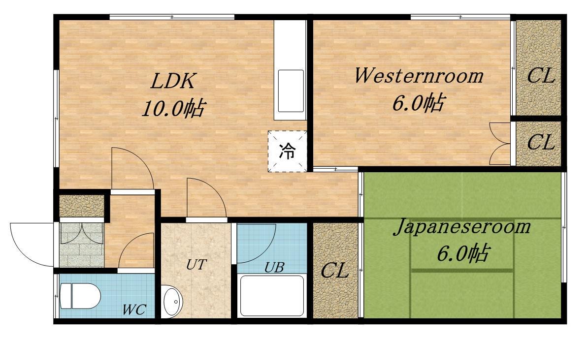 第7慶新ハイツ(2LDK/2階)の間取り写真