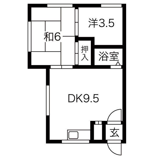 マンション石野(2DK/1階)の間取り写真