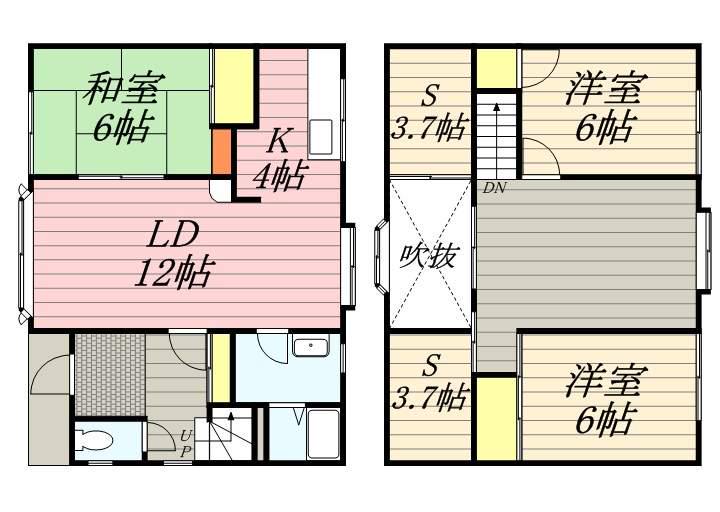 函館本線 稲積公園駅 徒歩30分 2階建 築37年(3LDK)の間取り写真