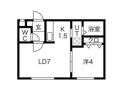 パリスガーデン山の手(1LDK/1階)の間取り写真