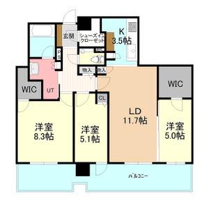 プレミストタワーズ札幌苗穂アクアゲート 2503号(3LDK/25階)の間取り写真