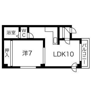 クリスタルコア(1LDK/3階)の間取り写真