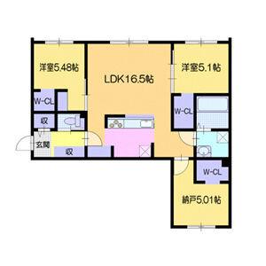 アーバス南円山(3LDK/4階)の間取り写真