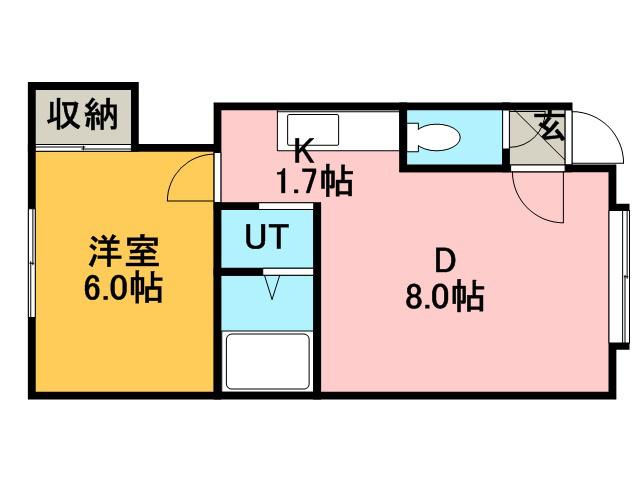 INFINI BONHEUR MIYANOSAWA(1DK/3階)の間取り写真