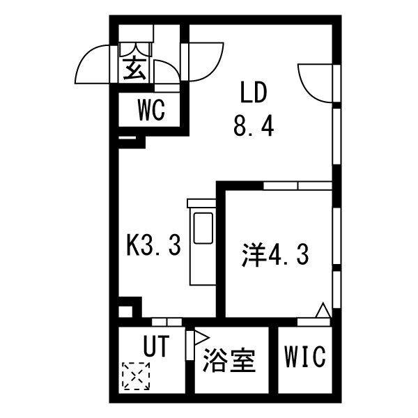 ALPHA琴似PREMIER 山の手3条1丁目(1LDK/2階)の間取り写真