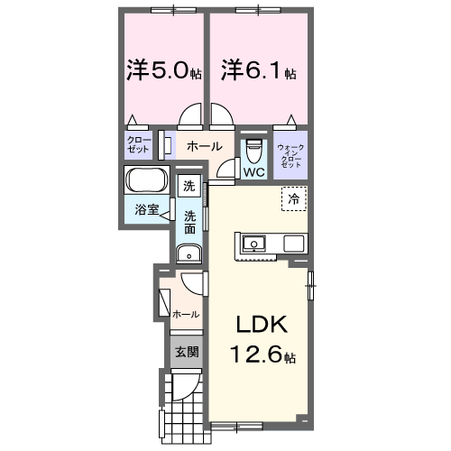ルタンさくら新琴似(2LDK/1階)の間取り写真