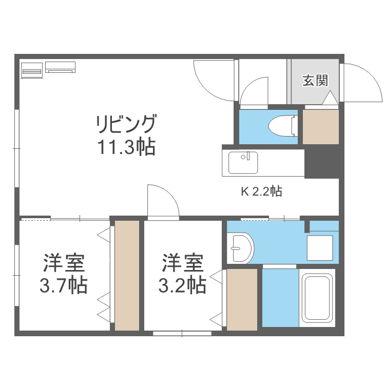 CIEL SEREIN円山(2LDK/3階)の間取り写真