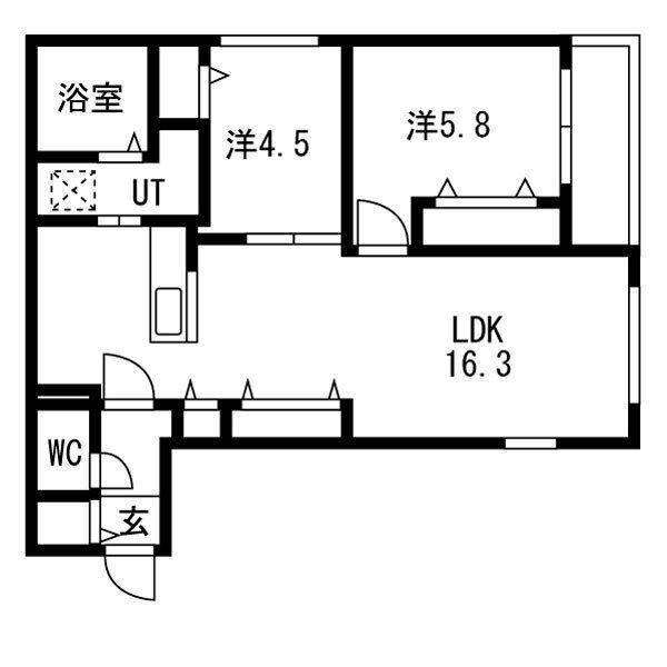 LUMIERE KOTONI GA-琴(2LDK/3階)の間取り写真