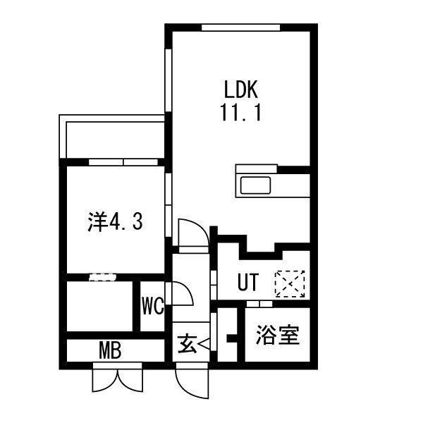 LUMIERE KOTONI GA-琴(1LDK/5階)の間取り写真