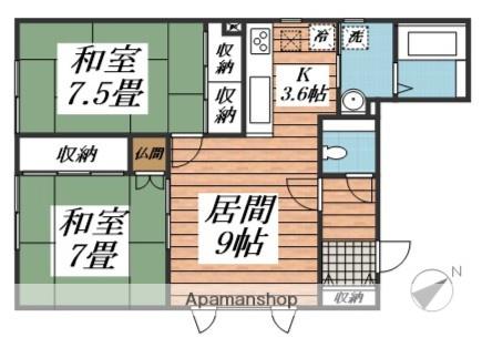 北新ハイツ(2LDK/1階)の間取り写真