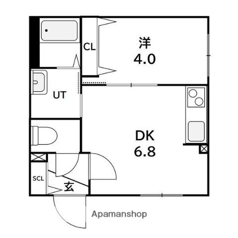 ラフィーネ発寒南Ⅲ(1DK/3階)の間取り写真