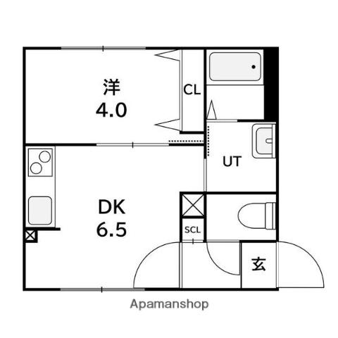 ラフィーネ発寒南Ⅲ(1DK/2階)の間取り写真