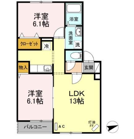 ラ・ポールA(2LDK/1階)の間取り写真