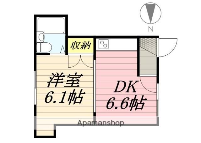 サンハイツB棟(1DK/2階)の間取り写真