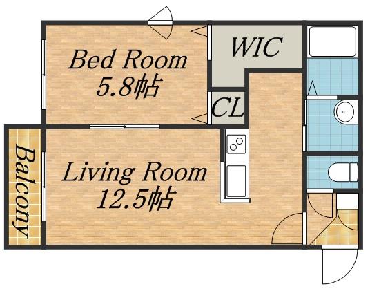 ヴィエルジュ発寒南(1LDK/3階)の間取り写真