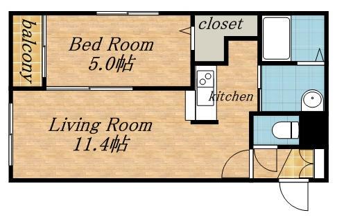 ラカーサフェリーチェ琴似(1LDK/4階)の間取り写真